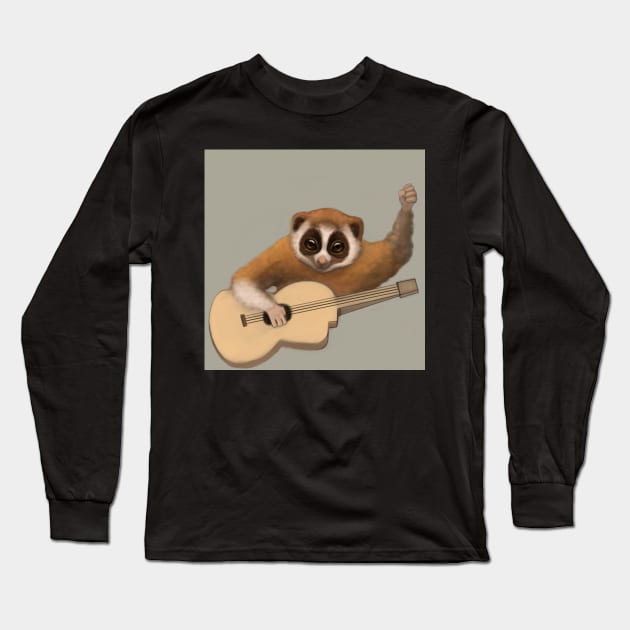 Slow Loris and Guitar Long Sleeve T-Shirt by JHeavenor